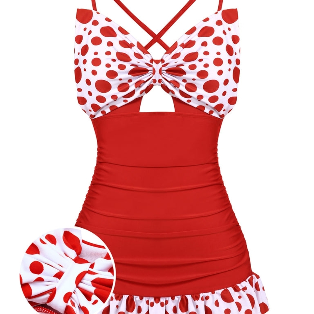 Red and White Polka Dot Swimsuit
